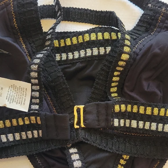 La Blanca Black Swimsuit with Gold Trim - Picture 9 of 13